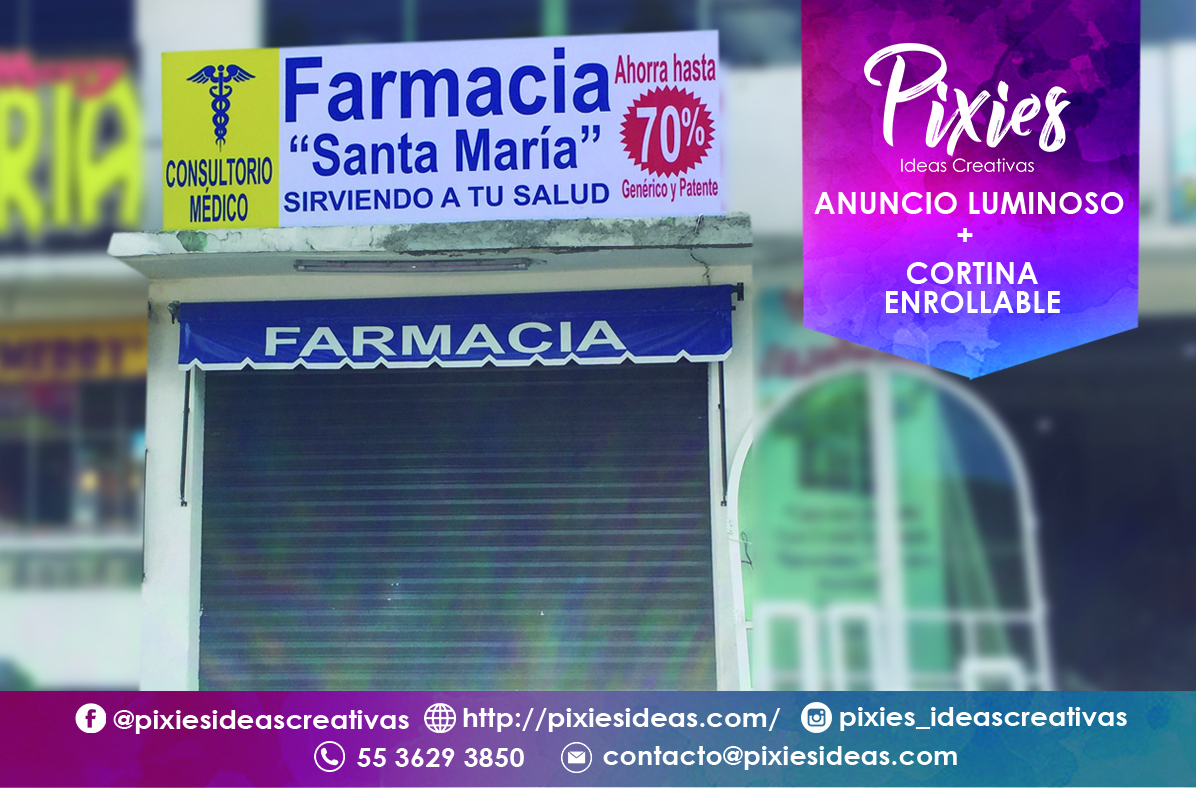 Anuncio + Cortina Enrollable 